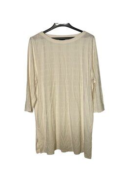 J. Jill Wearever Textured 3/4 Sleeve Tunic White Sz XL Stretch Minimalist